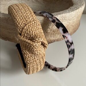 Loft / Target Headband Set - Pink Tortoiseshell Print and Natural Woven One Size